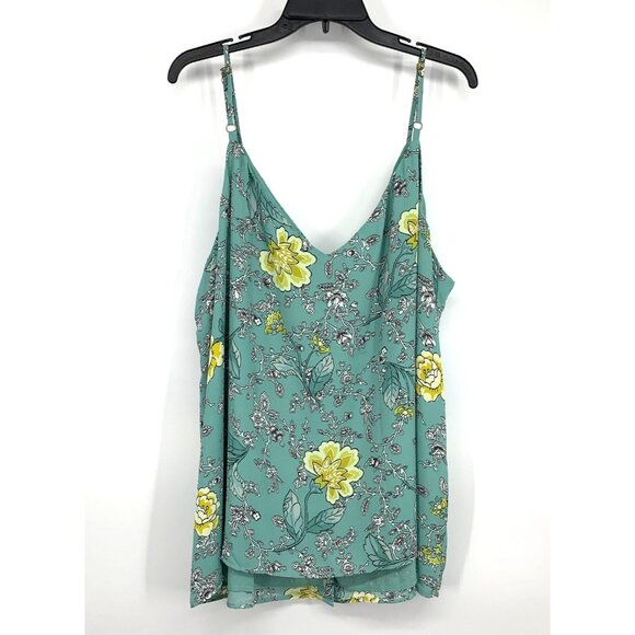 LOFT Top Floral Print Sleeveless V Neck Button Cami Tank Strappy - Picture 8 of 11